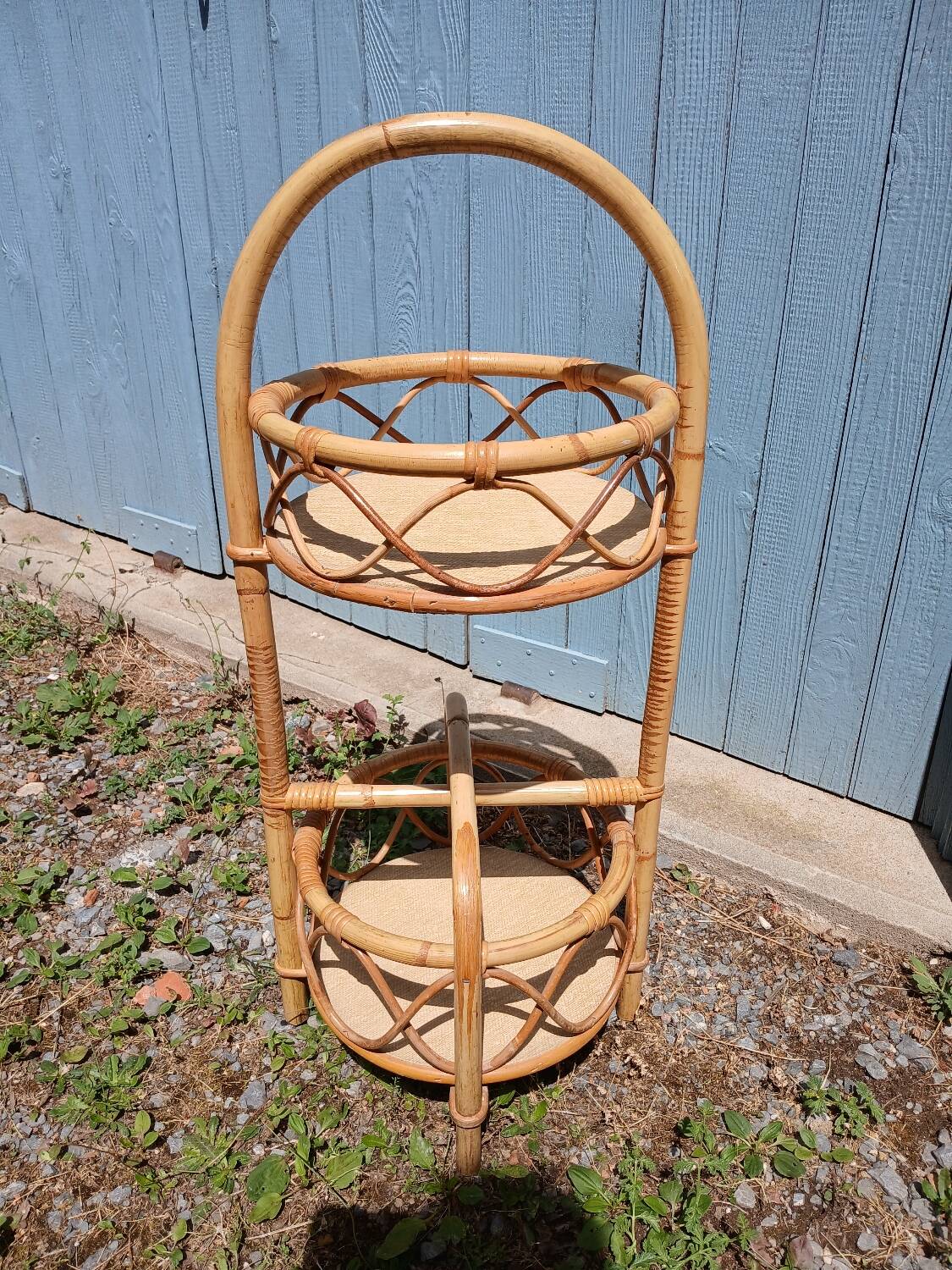 Vintage rattan bottle holder/server