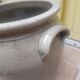 Old grease maker with two handles in gray glazed sandstone early 20th century