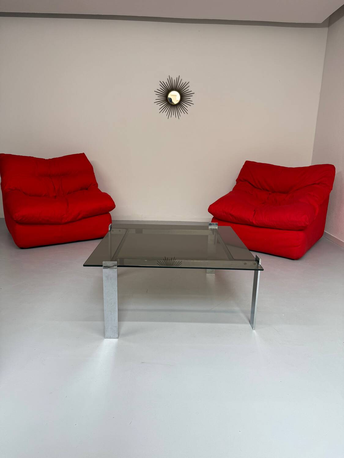 Smoked glass and chrome steel coffee table, Italian design from the 70s