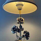 Vintage Franco Italy lamp with silver and gold metal flowers