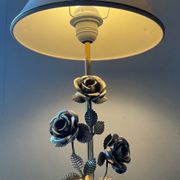Vintage Franco Italy lamp with silver and gold metal flowers