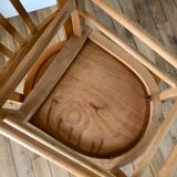 Set of 5 Luterma light blond wood bistro chairs from the 50s