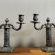 Pair of Louis XVI style silver-plated bronze candlesticks circa 1850