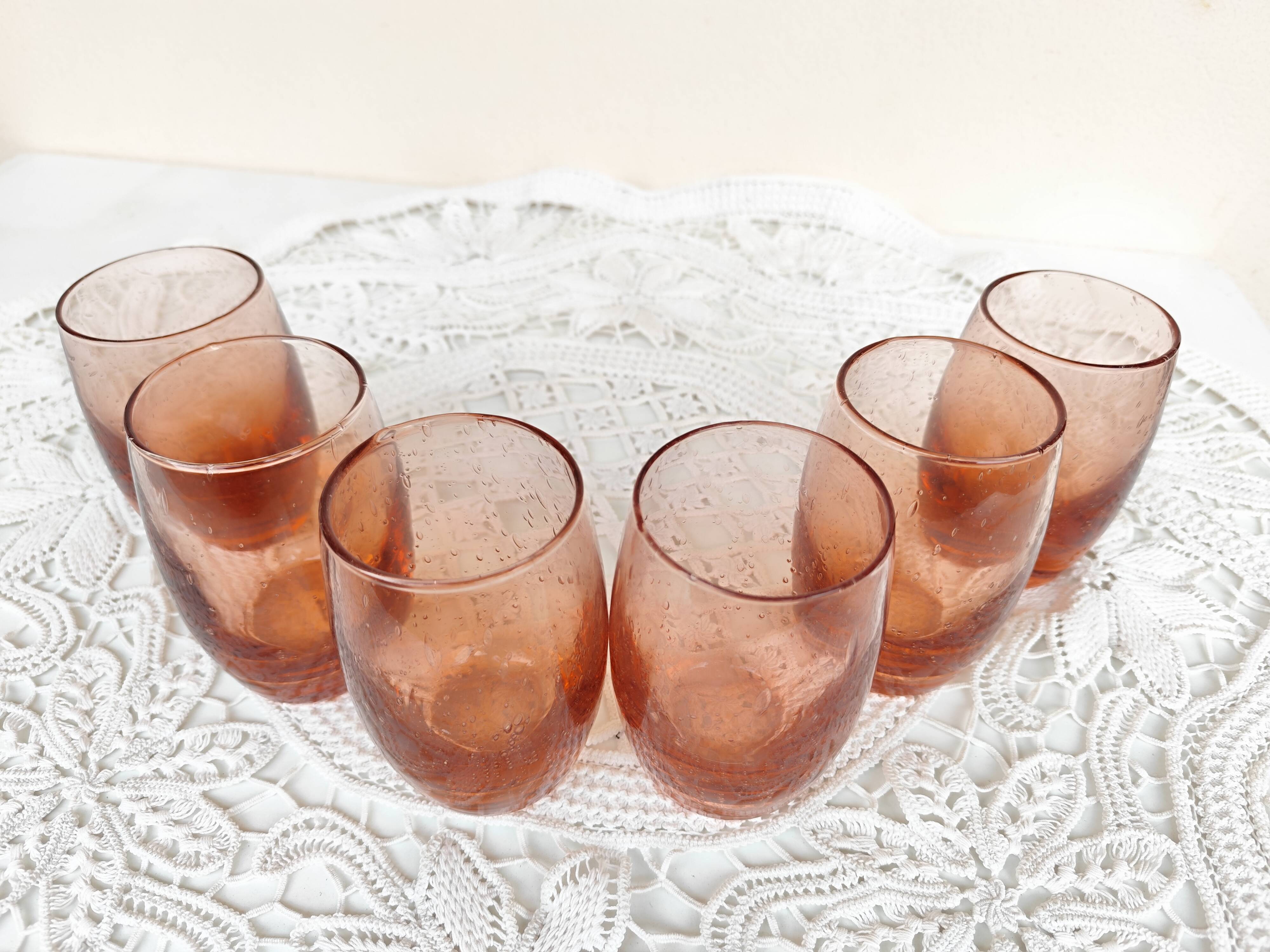 Handmade pink soufflé glasses