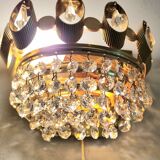 Set of 2 Palwa wall lights, crystal sconces, Hollywood Regency glam vintage decor lamps, 1960s