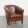 Fauteuil club en cuir de vache marron de style anglais