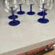6 glasses 13 cm wine ARC France vintage foot blue stem