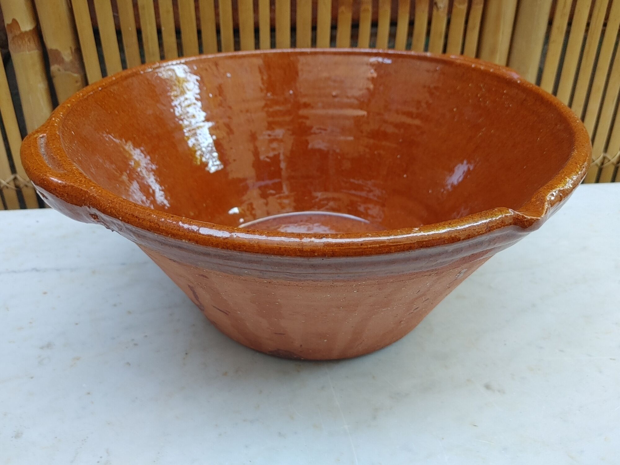 Ancient provençal tian in varnished terracotta - ø 34/35.5 cm