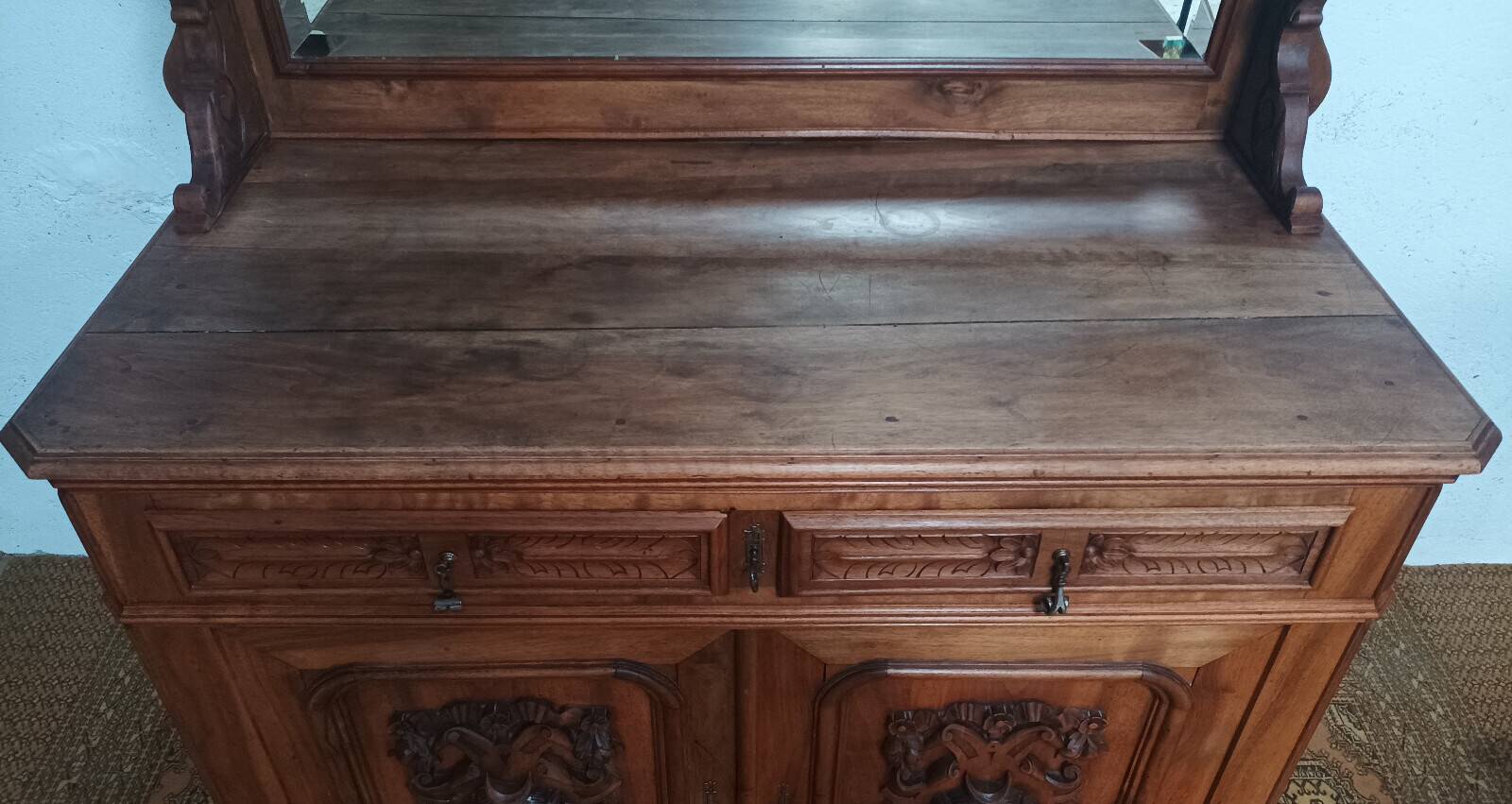 19th-century walnut Saint Hubert buffet