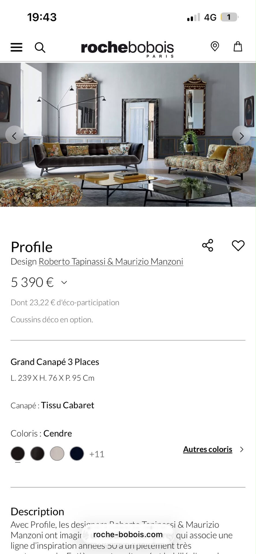 Roche Bobois Sofa Profile