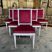 Suite of 6 louis XVI style chairs red velvet