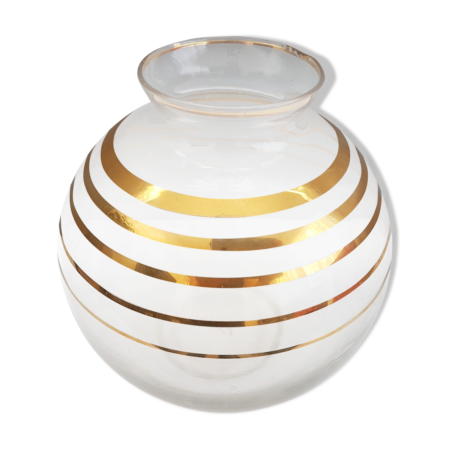 Vase boule cercles dorés vintage
