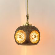 brown and orange ceramic Sputnik pendants, Germany, 1970s