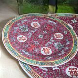 Vintage Mun Chou Longevity Chinese Plates