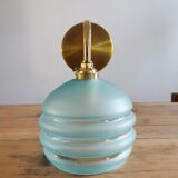 Applique globe vintage en verre dépoli bleu