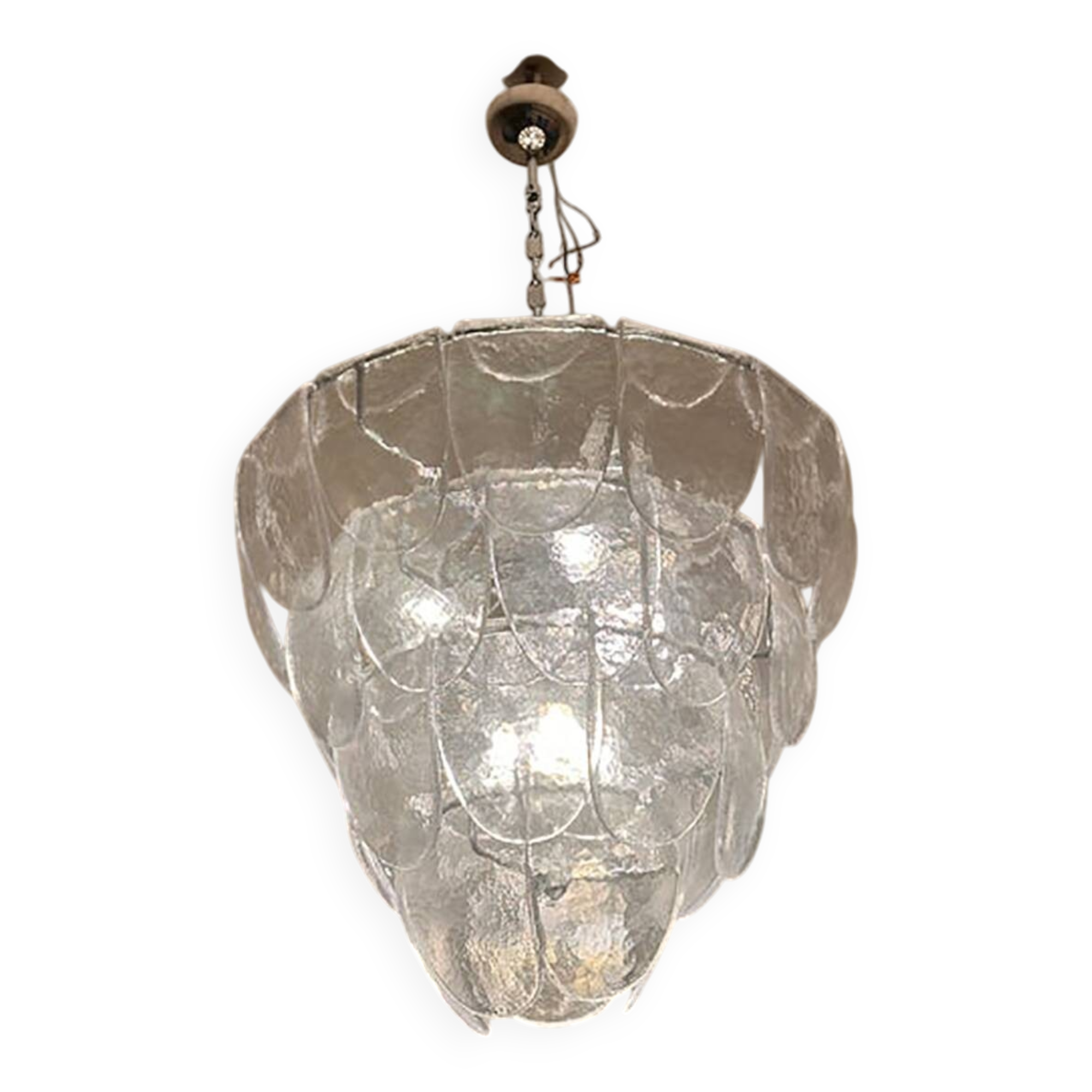 Contemporary Modern Clear "Petals"  Glass Chandelier
