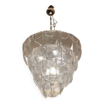 Contemporary Modern Clear "Petals"  Glass Chandelier