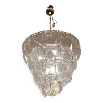 Contemporary Modern Clear "Petals"  Glass Chandelier