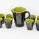 Vintage 1960s two-tone orangeade service, 9 ceramic pieces.