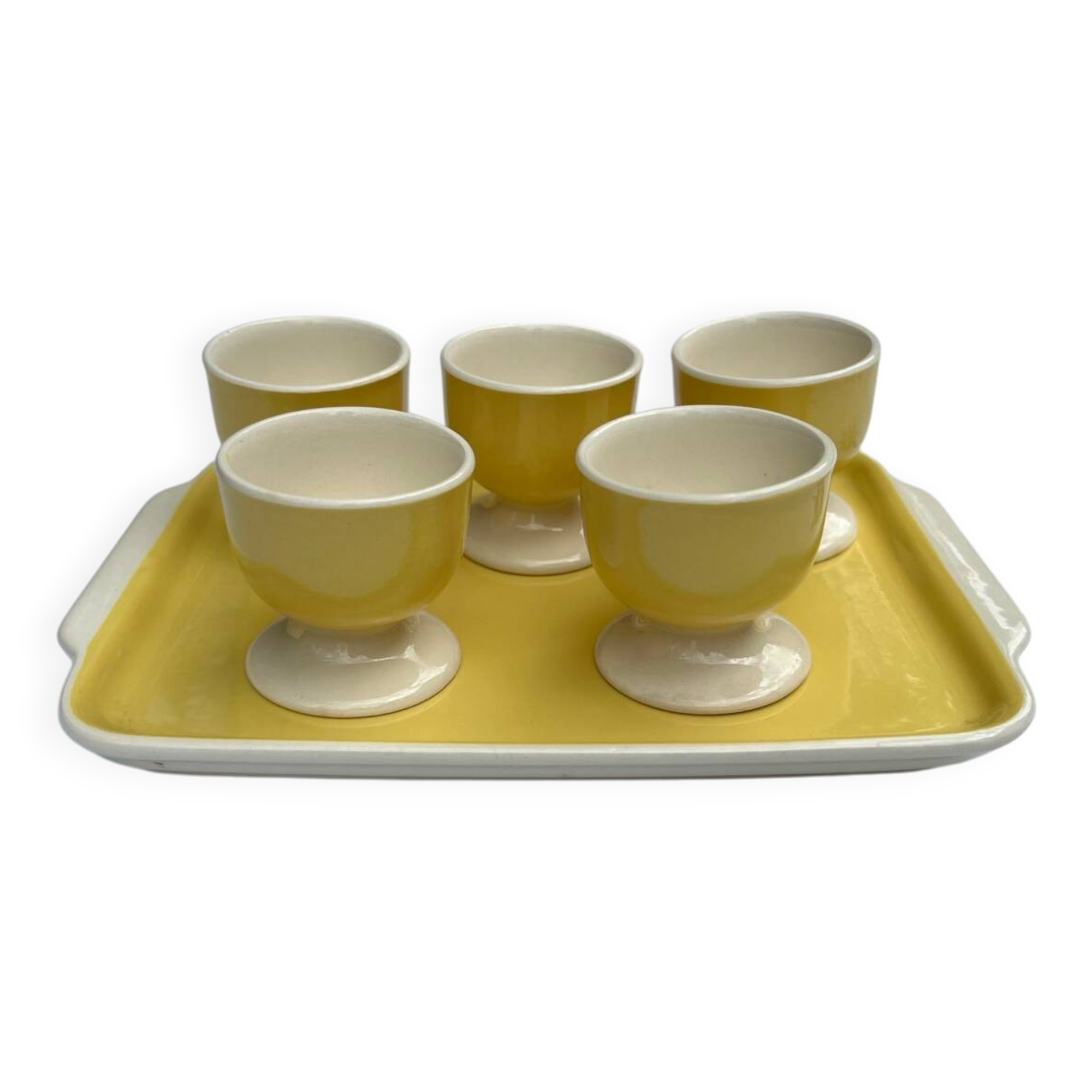 5 egg cups and their serving tray Villeroy and Boch