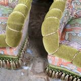 Paire de fauteuils Napoléon III en tissu Etro, France, fin XIXe