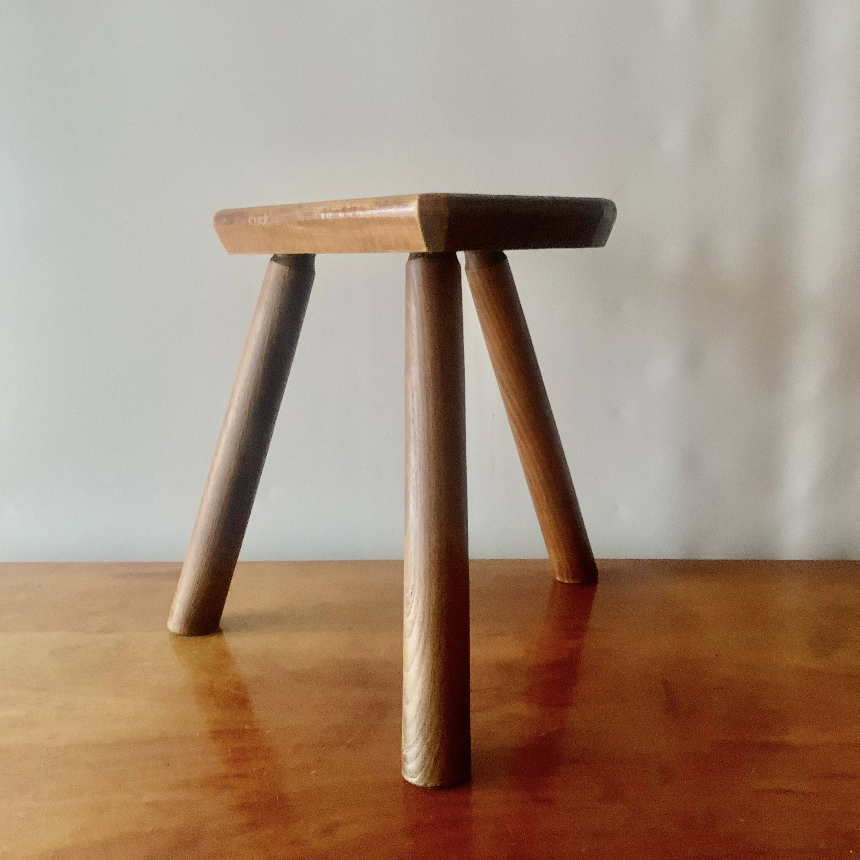 Antique wooden tripod farm stool