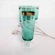 Set of 6 green champagne flutes with a golden rim.
