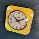 Vintage silent wall pendulum clock from the 60s square "Kiulé flowers"