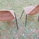 Paire de chaises de salle à manger/empilables en rotin et métal Legler, Suisse, années 1960