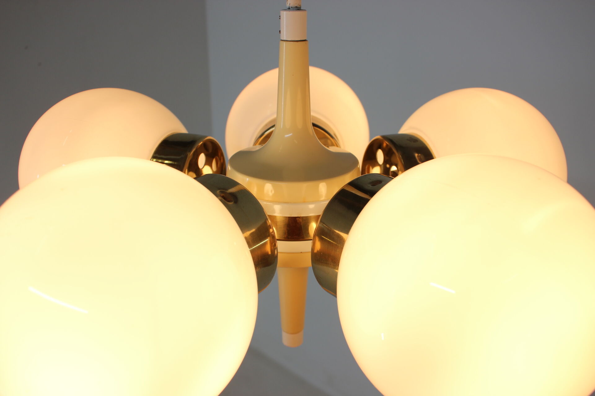 Space age chandelier sputnik by elektroinstala decin, 1970s