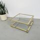 Table basse lucite, laiton et verre années 70