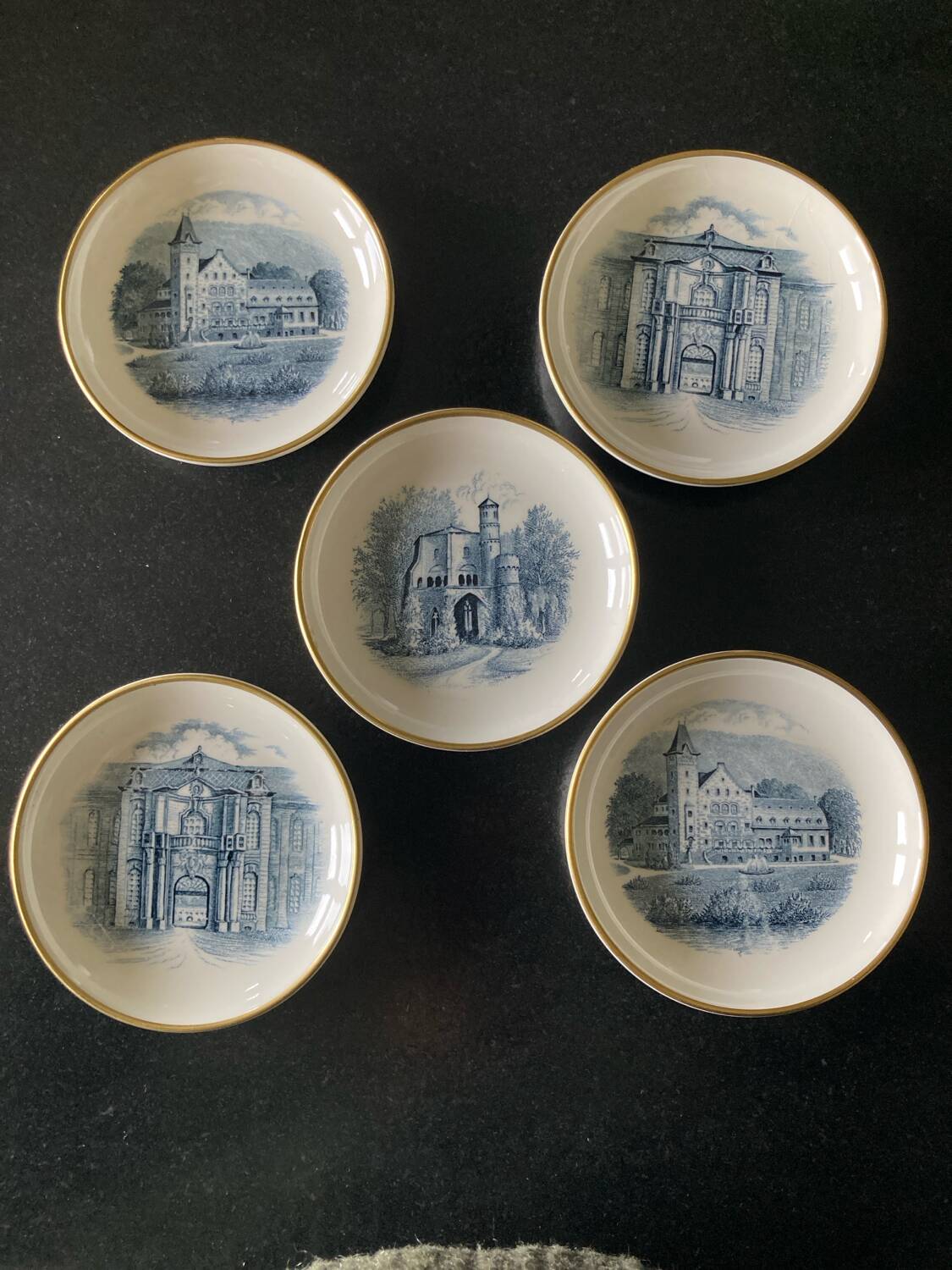 Lot 5 Bowls/ring sizes castles New Year 1958 Villeroy&Boch