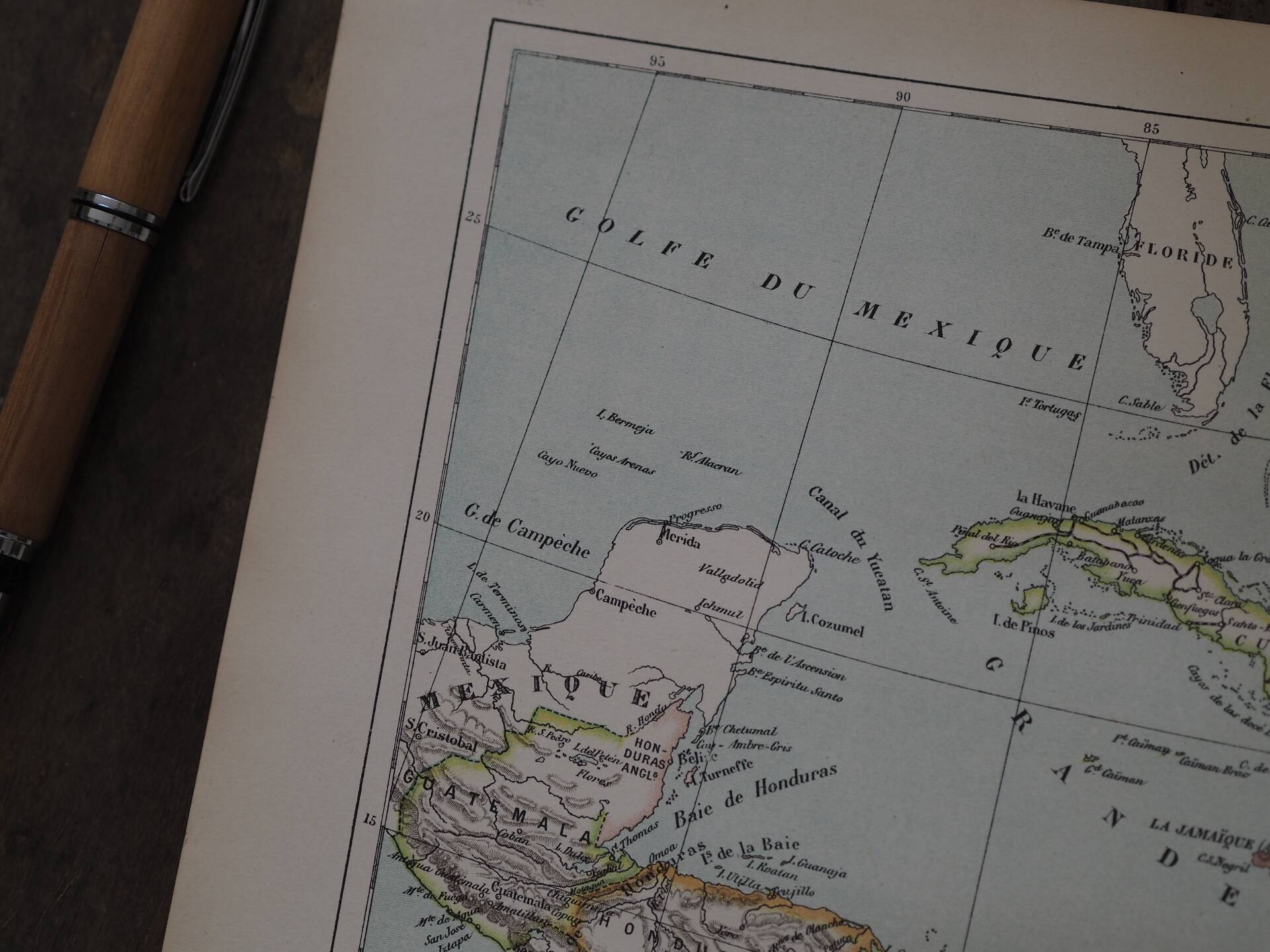 The Antilles, old map 1887 – Vintage geographical map.