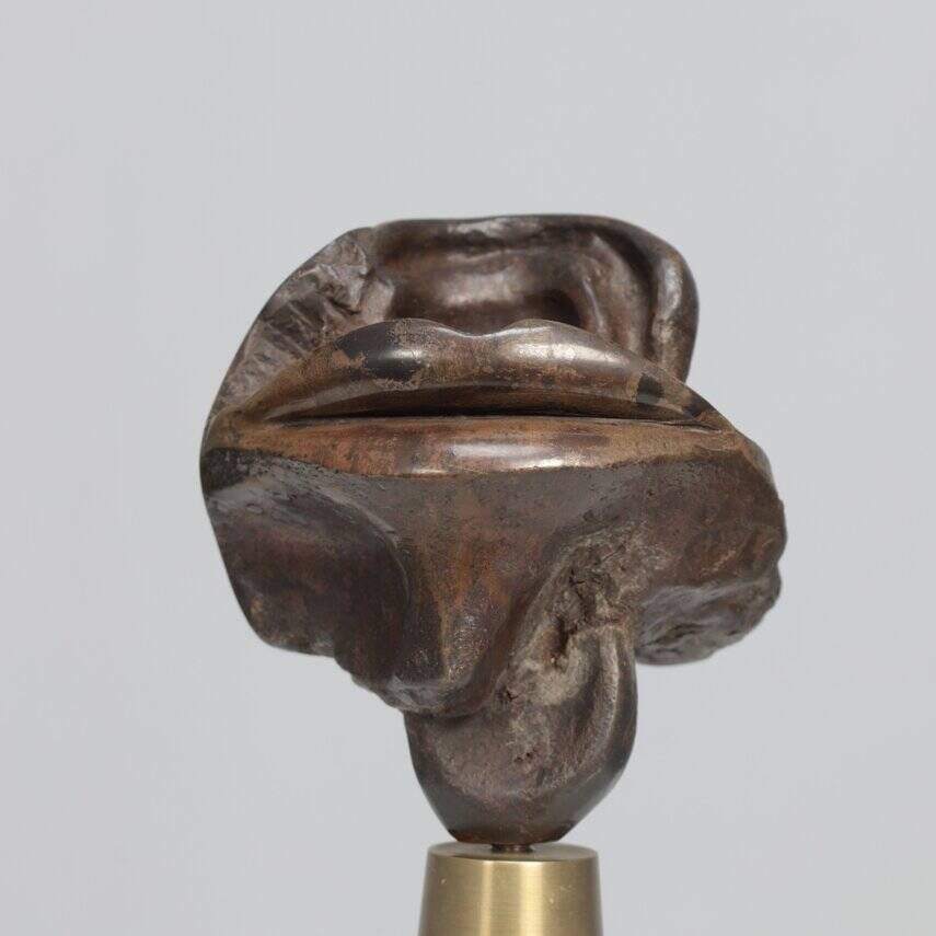Mia Moreaux. “Lips” bronze sculpture with brass base, Belgium, 1990s