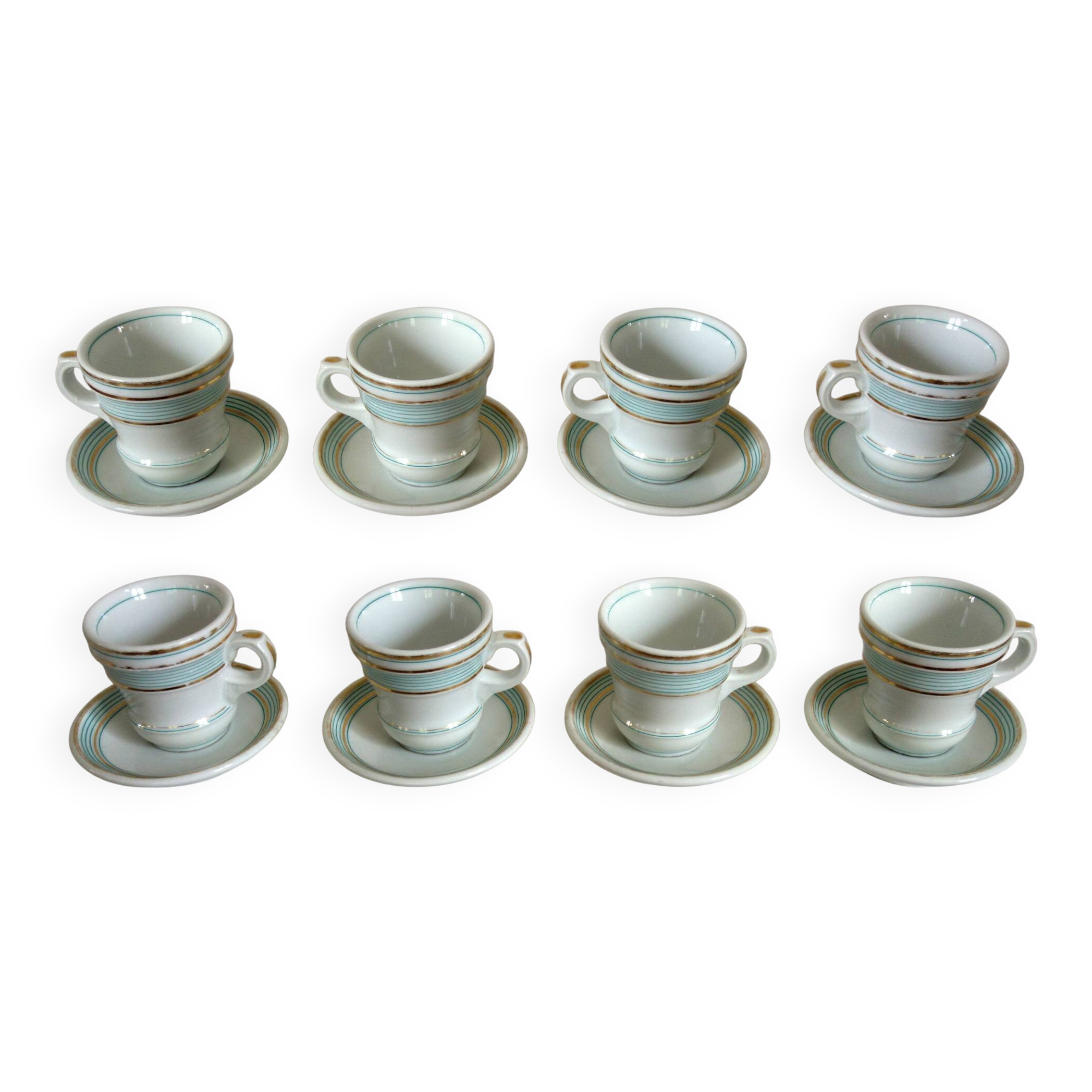 8 tasses brulot en porcelaine épaisse, fin XIXème