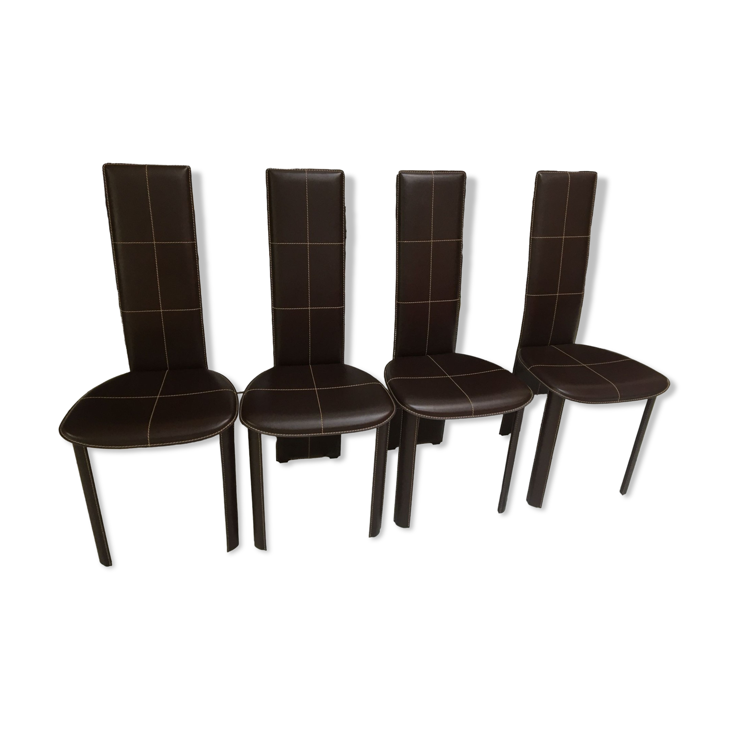 Set of 4 leather chairs from Frag for ROCHE BOBOIS