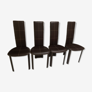 Set of 4 leather chairs from Frag for ROCHE BOBOIS