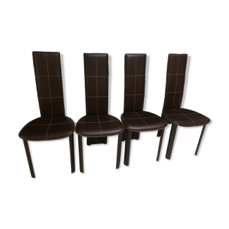 Ensemble de 4 chaises en cuir de Frag pour Roche Bobois