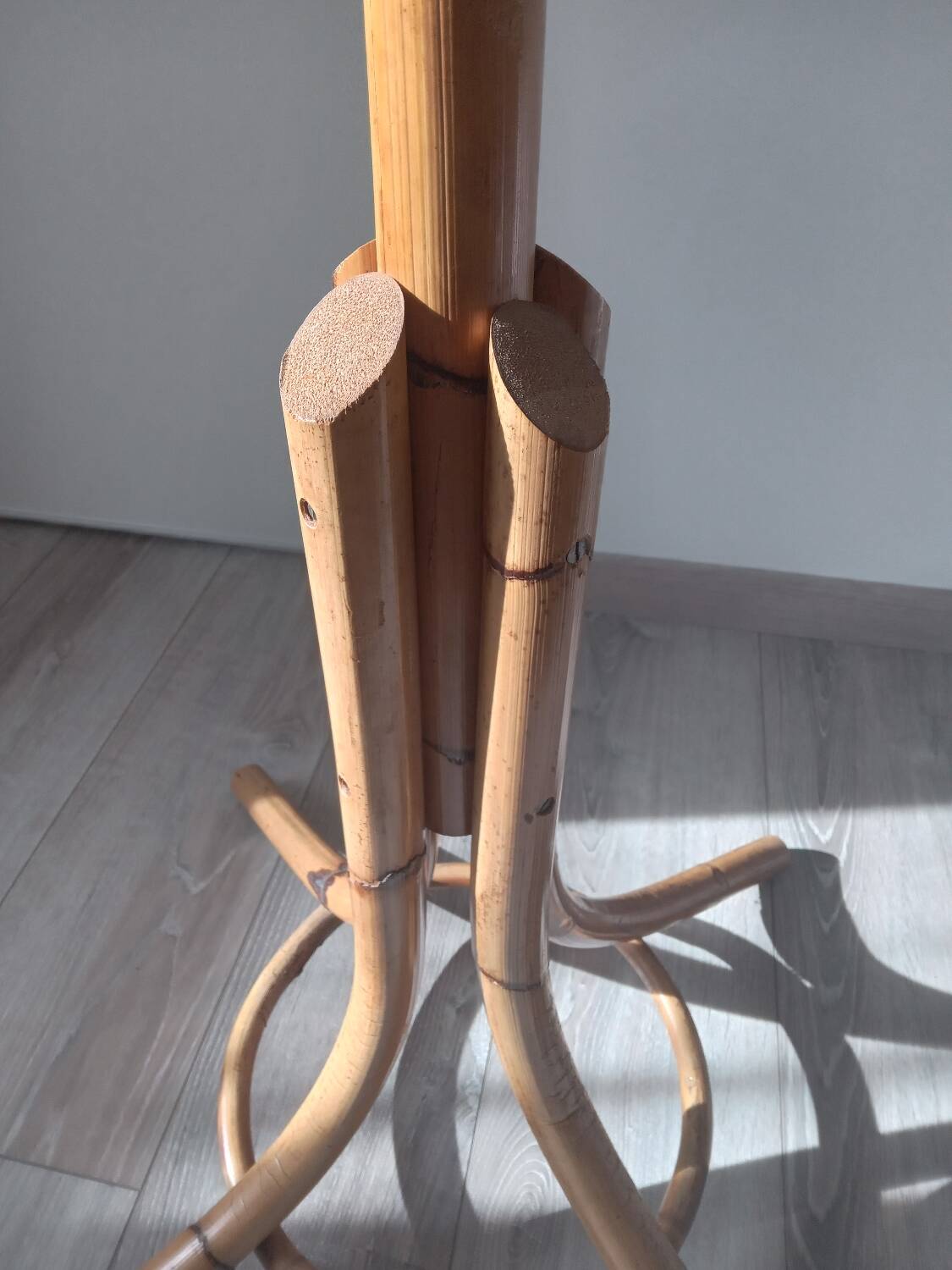 Beautiful rattan coat rack from the 1960s.