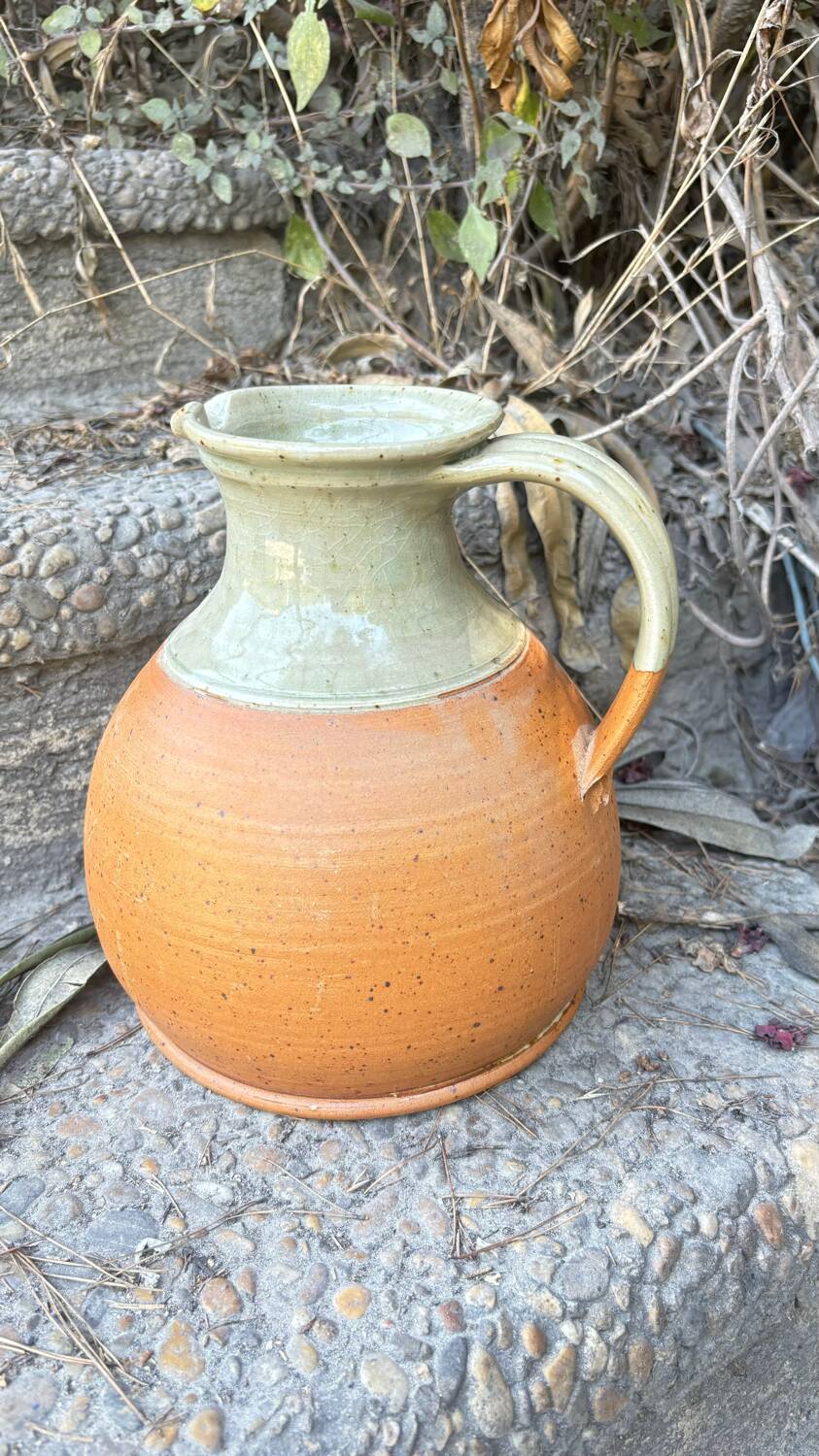Antique pitcher, stoneware by rémi bonhert, la borne, france