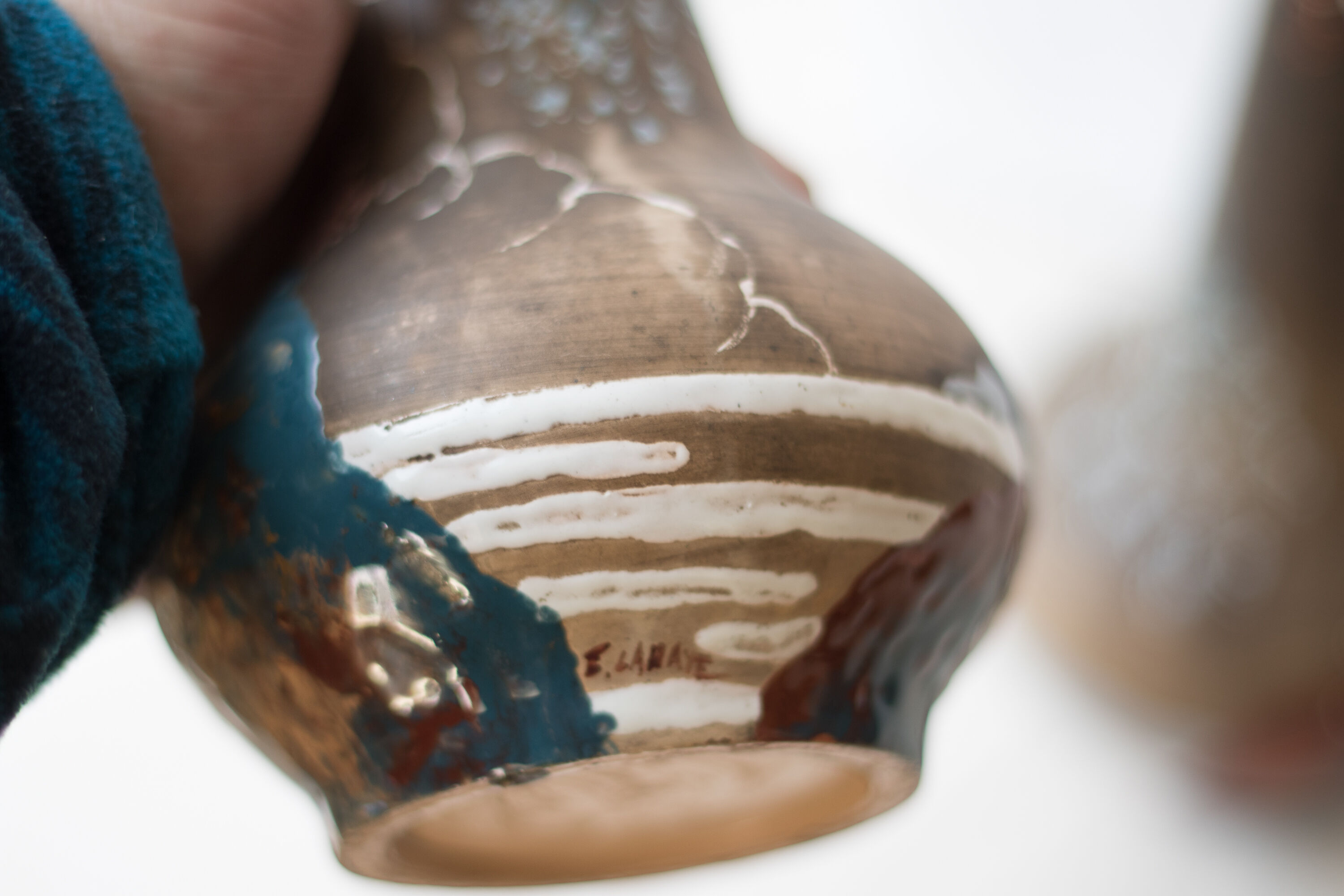 Pair of vase signed Japanese Edmond Lahaye of Vallauris