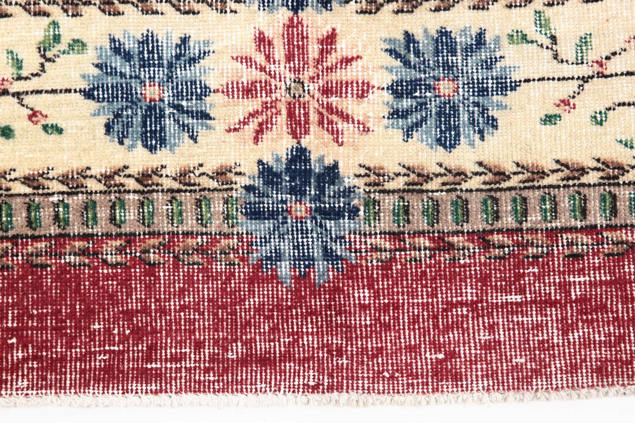 7x11 Rug For Living Room Red Green Bordered Vintage Area Rug, 215x335Cm