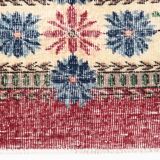 7x11 Rug For Living Room Red Green Bordered Vintage Area Rug, 215x335Cm
