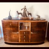 Art Deco flaming walnut dining table