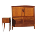 Marquetry headboard + bedside table