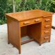 American desk in solid oak wood with 5 drawers