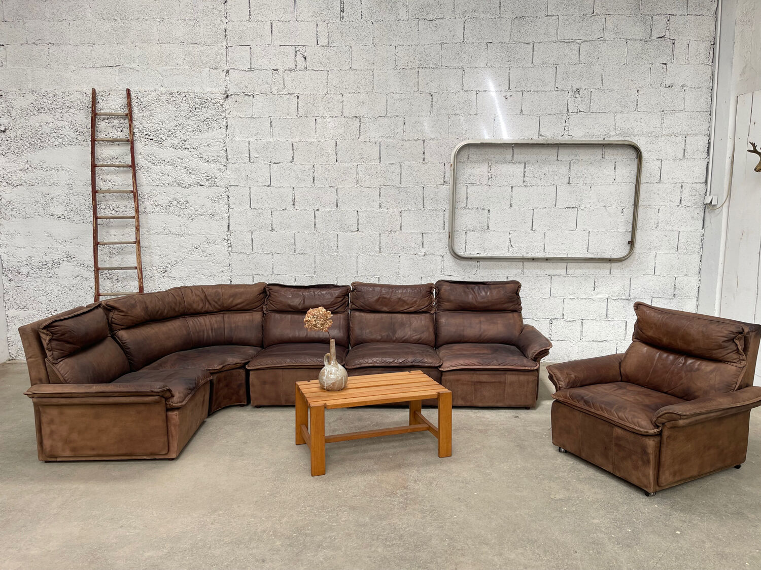 Vintage modular leather sofa DeSede spirit