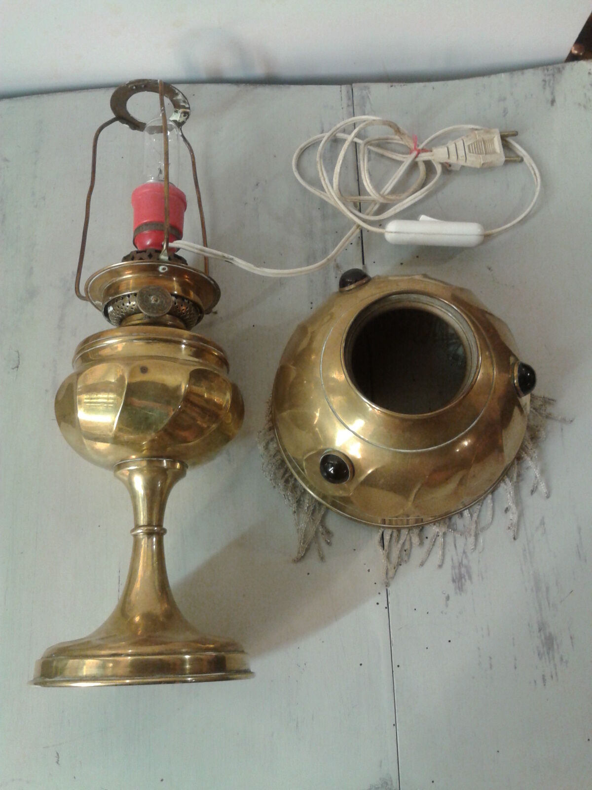 Lampe Parisienne cuivre ancienne Selency