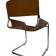 vintage dining room chair in cognac leather and chrome 1970s Italy