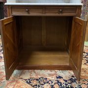 Toilet furniture in pitch pine and marble top - 30s